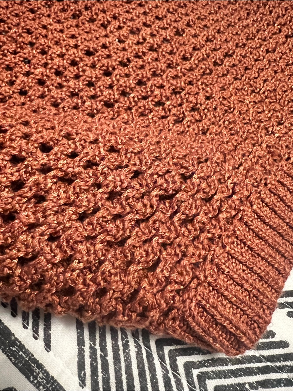 LOFT Rust Open-Knit Crewneck Sweater - Picture 6 of 6